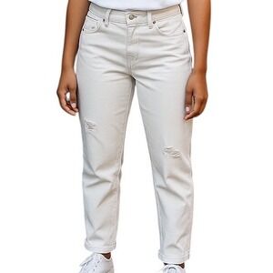 White House Black Market Sz 34 Girlfriend Jeans  Rolled Cuff Denim Distressed